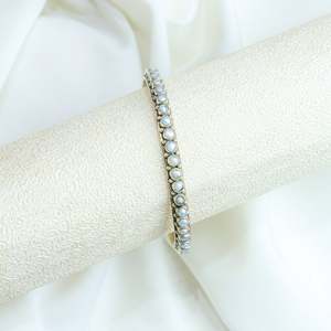 925 <b>Silver</b> <b>Bangle</b> with Freshwater Asama Pearl Elegant Pearl <b>Bracelet</b> & <b>Bangle</b> - Product Image 4