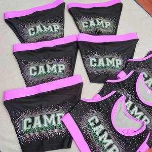 Uniformes de pom-pom girls au design gratuit, ensembles imprimés par sublimation avec strass - Product Image 4