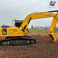 Excavatrice sur chenilles Komatsu PC160, 16 tonnes, compacte, hydraulique, d'occasion, du Japon, pour travaux de construction et terrassement municipal