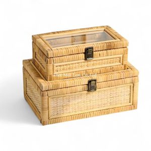 Caja de Almacenamiento de Ratán de Estilo Bohemio Ecológica, Hecha a Mano con Materiales Naturales, Multifuncional para la Organización del Hogar, Hecha en Vietnam - Product Image 2
