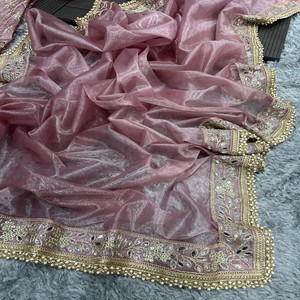 Meilleure vente indienne soie de soie broderie magnifique Saree tenue de soirée régulière dernière tenue ethnique exclusive vêtements ethniques à la mode - Product Image 4