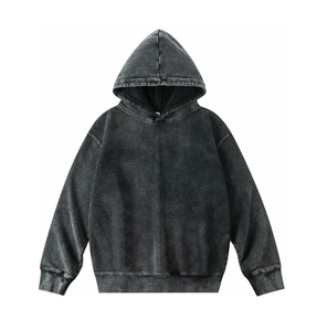 2025 <b>Black</b> Custom <b>Oversized</b> Acid Washed Half Zip <b>Hoodie</b> Breathable Streetwear for Men OEM Service Solid Pattern - Product Image 3