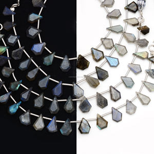 Perles multi-pierres précieuses de forme géométrique lisse en Labradorite naturelle fine de 6 "pouces 9x7 à 11x7 MM pour la fabrication de bijoux - Product Image 3