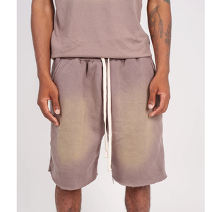 Stylish Men's Acid Wash 100% Cotton Fleece Shorts Casual Eco-Friendly Design with Side Pockets and Solid Pattern Type - Product Image 1