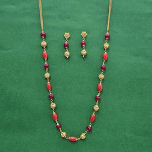 สร้อยคอมาลาแบบโบราณล่าสุดทำด้วยมือคุณภาพส่งออกพร้อมสร้อยคอชุบทอง - Product Image 2