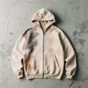 Sudadera con capucha de algodón 100% lavado Vintage para hombre, cremallera lavada con ácido pesado de gran tamaño para otoño - Product Image 1