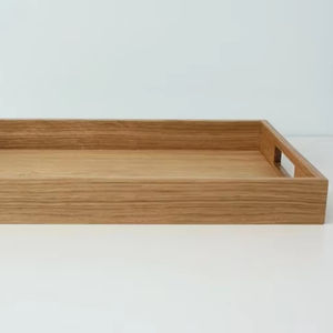 20 Inches Extra Large Round Black Walnut <b>Wood</b> Ottoman Tray with Handles Eco-Friendly Polished Handmade From India - Product Image 1