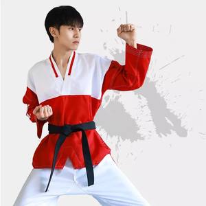 ชุดเทควันโดสีขาวแบบดั้งเดิมผ้า45% ผสมโพลี55% และผ้าฝ้ายออกแบบได้ตามต้องการสำหรับนักเรียน - Product Image 4