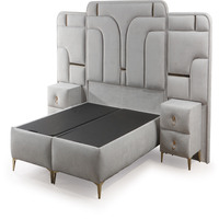 Lits en bois de style européen Hôtel Villa Appartement Projets Personnalisable Queen King Sizes Matelas rembourré Base de rangement OEM