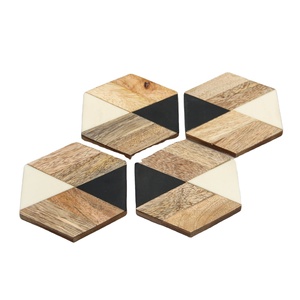 AMGE Classic Resin <b>Black</b> White <b>Coasters</b> High Quality Eco-Friendly Reusable Non Slip Customizable for Home Hotel Restaurant Use - Product Image 1