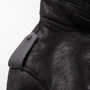 Nouvelle usine fabrication de bonne qualité hiver nouveautés vêtements pour hommes veste en cuir épais col en fausse fourrure manteau chaud coupe-vent - Product Image 5