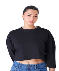 2025 Camiseta básica de algodón para mujer 100% algodón suelta manga corta cuello redondo liso Crop Top camiseta verano ropa de calle camiseta - Product Image 1