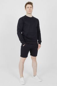 Conjunto de sudadera y pantalones cortos de dos piezas de verano para hombre, deportes informales, manga corta, tejido de poliéster estampado con patrón en relieve - Product Image 5