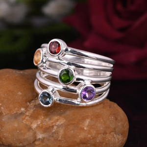 Anillo bohemio clásico de Plata de Ley 925, banda de eternidad completa, múltiples piedras preciosas, piedra natal delicada, banda para fiesta de boda, bonita fábrica directa - Product Image 6