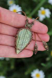 Fait à la main en argent Sterling bohème Hippie Micro macramé collier lunette réglage vert larme Labradorite pendentif fiançailles - Product Image 4