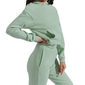 Sudadera con capucha de entrenamiento de franela de invierno recortada para mujer Patrón sólido Impresión digital Puff Estampado Fábrica al por mayor Fabricante verificado - Product Image 1