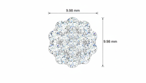 Pendientes de Botón con Flor de Diamantes Brillantes y Oro de 14K para Mujer |   Diamante de Corte Brillante de 1.02 Quilates - Product Image 2