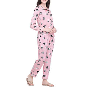 Conjunto de Pijama de Satén para Mujer, Cintura Elástica, Manga Corta, Estilo Lounge, Mezcla de Poliéster/Algodón, Moda Casual - Product Image 5