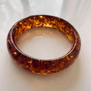 Bracelet en ambre naturel cognac, 64 mm, bracelet en ambre fait main, bracelet en ambre cognac de forme circulaire, lisse et poli - Product Image 5