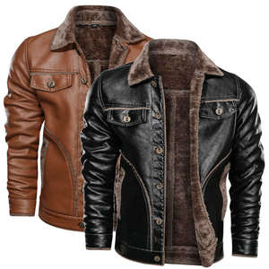 Blouson de moto homme en cuir véritable, imperméable et respirant, col montant, coupe moderne, fermeture éclair avant, style classique, idéal pour l'hiver - Product Image 5