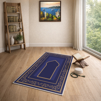 Tapis de prière turc islamique Mimoza en velours violet, à poils ras, gaufré, finement rembourré, antibactérien, adapté aux animaux domestiques, 1 pièce
