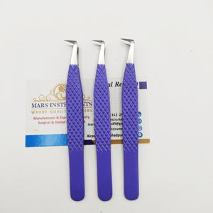 Pince à épiler d'extension de cils de style botte violet durable 90 pointe pointue en acier inoxydable à revêtement de couleur pour les artistes de cils - Product Image 6