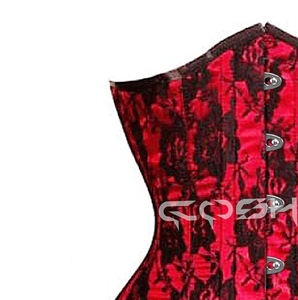 Corset en satin rouge à dentelle - Product Image 4