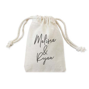 Personalized 6-Pack Cotton <b>Wedding</b> Favor <b>Bags</b> with Couple Name for Special Occasions - Product Image 1