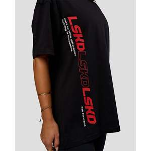 <b>Women's</b> <b>Oversized</b> Cotton Tee-<b>Black</b> Flame Graphic <b>T</b>-<b>Shirt</b> - Product Image 5
