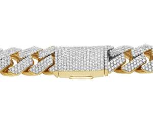 Cadena de eslabones cubanos de plata S925 chapada en oro de Hip Hop de moda con diamantes de moissanita completamente redondos regalo de boda personalizado para hombres - Product Image 4