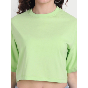 เสื้อยืดครอปผ้าฝ้ายสำหรับผู้หญิง 180 GSM เนื้อผ้านุ่ม ยืดหยุ่น สวมใส่สบาย เหมาะสำหรับฤดูร้อน แขนสั้น แฟชั่นทันสมัย รับผลิตตามแบบ OEM และติดฉลากส่วนตัวสำหรับผู้หญิง - Product Image 6