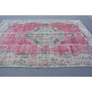 Alfombra turca Vintage rojo Beige 6,6X10 pies área grande diseño de retazos de lana para pasillo o dormitorio con respaldo de látex - Product Image 3