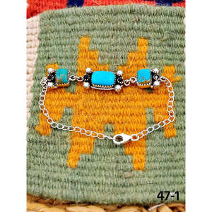 Southwest Handmade Cultural Collectible Santa Maria <b>Bracelet</b> with <b>White</b> Buffalo & Sterling Silver - Product Image 3