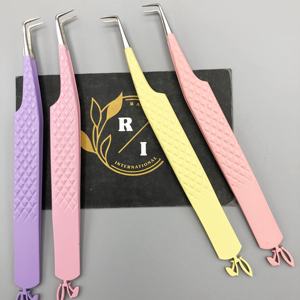 Private Label Eco-Friendly Stainless Steel Pointed Eyelash Tweezers Anti-Magnetic <b>Powder</b> Coated Smooth CNC Style Handle Manicure - Product Image 4