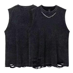 Débardeur sans manches décontracté Streetwear pour hommes avec gilet tricoté 100% coton respirant col rond 220g pour une coupe confortable - Product Image 1