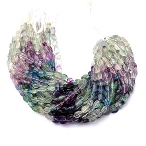 Multi Fluorite 9x12mm Gemstone Smooth Oval <b>Beads</b> Natural Rare Fluorite Semiprecious Gemstone Oval <b>Loose</b> <b>Beads</b> for Jewelry Making - Product Image 1