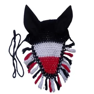 Black Navy Red cotton Ear bonnet Horse fly veils Fringes for horses With Nose Fringe UV Protection Manufacturers Kanpur