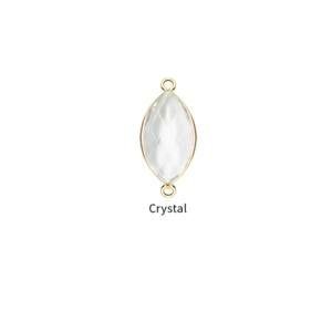 Crystal Quartz Marquise Gemstone Connector - Stone Size 10x14mm, Sterling <b>Silver</b> Handmade Faceted Stone Double Bail Connector - Product Image 1