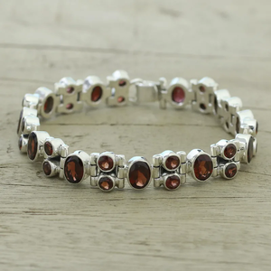 <b>Red</b> Garnet 925 Sterling Silver Fashion Jewelry Chain Link <b>Bracelet</b> Handmade Gift for Women Wholesale Bulk Price - Product Image 4