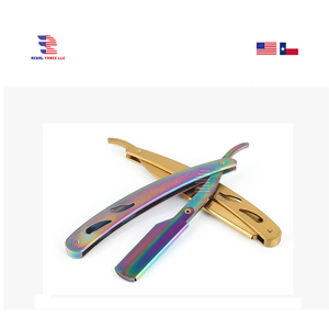 Soins de beauté rasage barbier rasoir acier 2 pièces ensemble Multi & or couleur coupe gorge rasoir droit hommes femmes nettoyage des cheveux épilation - Product Image 3