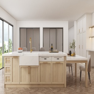 Armoire de cuisine moderne et mince de style Shaker CBMmart, finition mélaminée en placage de bois, armoire en MDF et contreplaqué, îlot de cuisine, fourniture directe d'usine - Product Image 1