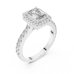 Anillo de Compromiso de Oro Amarillo de 14K con Esmeralda y Diamantes Redondos |   Anillo de Aniversario |   Diamante Cultivado Nuevo - Product Image 4