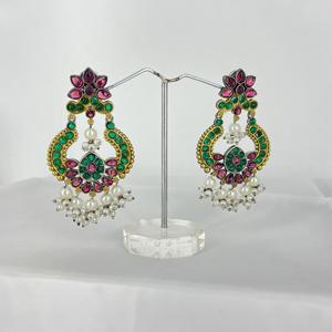 Boucles d'oreilles Chandbali à deux tons pour femme, bijoux, cadeau pour elle - Product Image 2