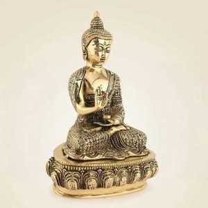 Estatua Artística de Buda en Latón con Diseño Art Deco de Primera Calidad, Ideal para Interiores del Hogar, Áreas de Meditación y Regalos de Diwali - Product Image 3