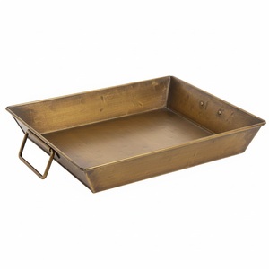 Elegant Decorative Rectangle Galvanized Serving <b>Tray</b> with Handles Antique Brass Finished For Food & <b>Drinks</b> Serving <b>Trays</b> - Product Image 1