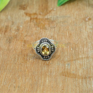 Bague en citrine, bague en pierre jaune, bague en argent sterling 925, bague de déclaration, bague de promesse pour elle, bijoux en citrine, cadeau de Noël, bijoux - Product Image 4