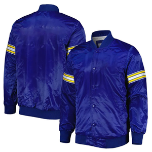 Veste en satin royal de haute qualité pour hommes avec col montant produit brodé régulier d'hiver - Product Image 1