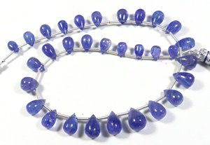 Top Grade 10 Strand Polished Teardrop Beads 6-11mm Natural Blue Tanzanite Smooth African Gemstones Loose Heat Treated Pleochroic - Product Image 4
