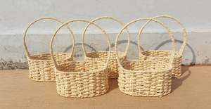 Modern <b>Rectangular</b> Woven Fruit <b>Storage</b> <b>Basket</b> Quality Plastic Food Container with Rattan Serving Tray for Home Kitchen Display - Product Image 3