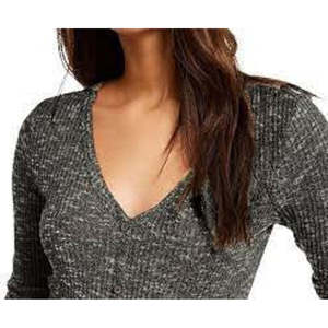 Crave Fame Juniors' Cozy Rib-Knit Top Casual <b>Print</b> Style in Black Size <b>Extra</b> <b>Large</b> for Autumn and Winter Seasons - Product Image 2